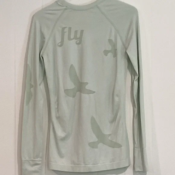 Oiselle Flyte Seamless Long Sleeve Top Thumbholes Medium Mint Running Wicking - Picture 3 of 8